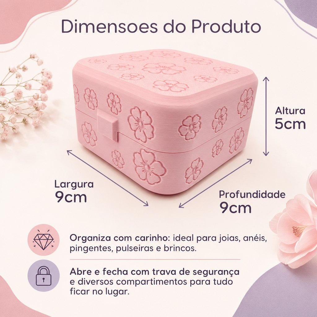 Organizador de Joias Bijuterias Acessórios Brincos Anéis Colares Pulseiras Porta Joia