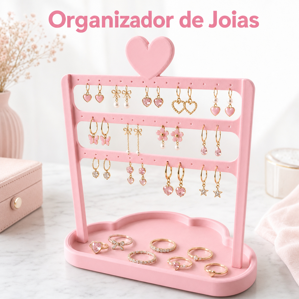 Organizador de Joias Bijuterias Organizador de Acessórios Brincos Anéis Colares Pulseiras Porta Bijuterias