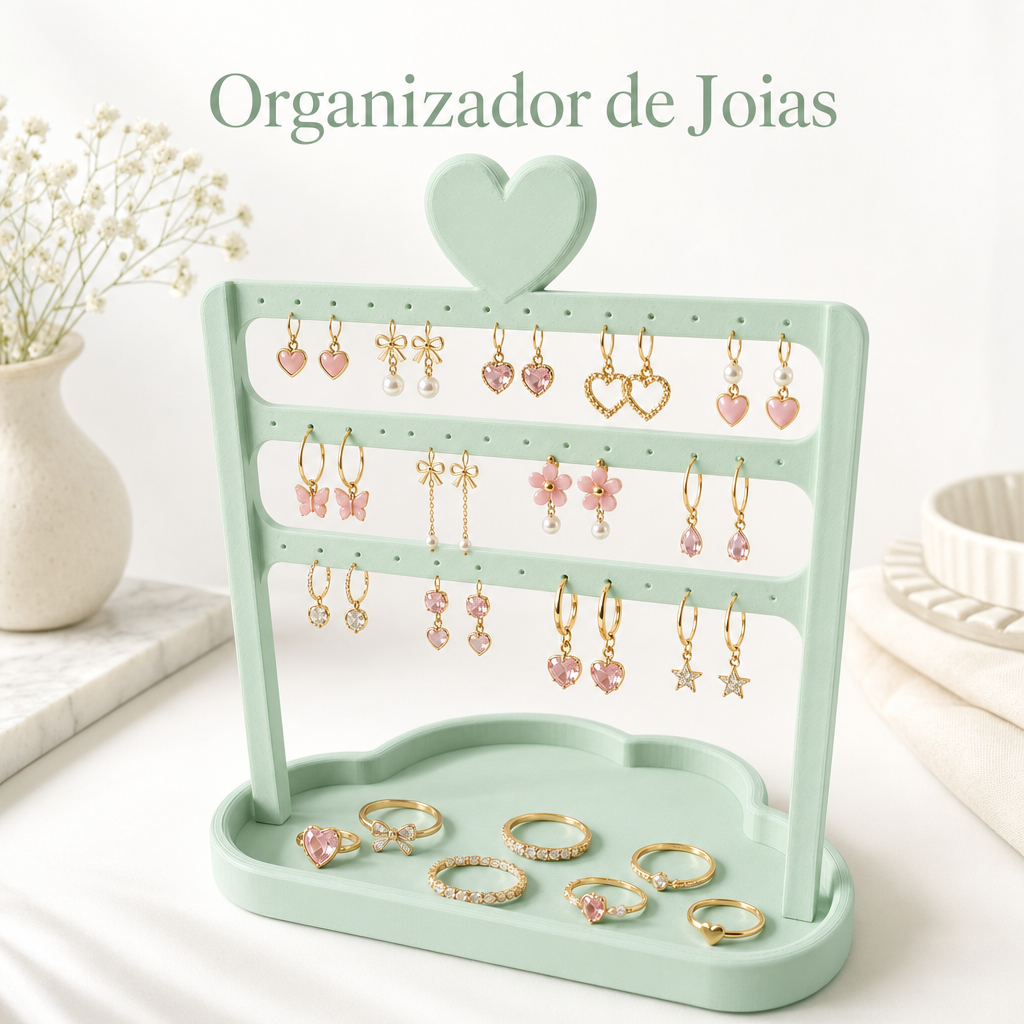 Organizador de Joias Bijuterias Organizador de Acessórios Brincos Anéis Colares Pulseiras Porta Bijuterias