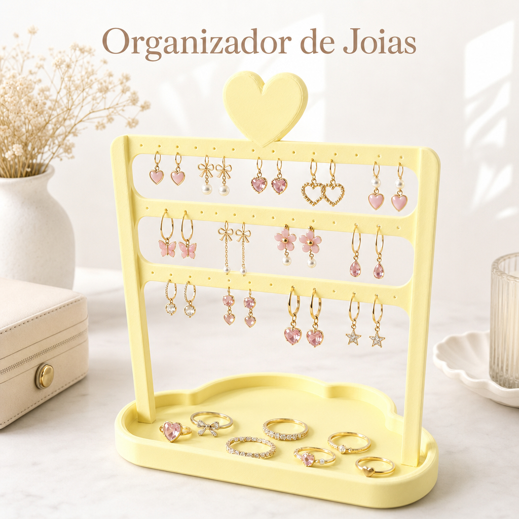 Organizador de Joias Bijuterias Organizador de Acessórios Brincos Anéis Colares Pulseiras Porta Bijuterias